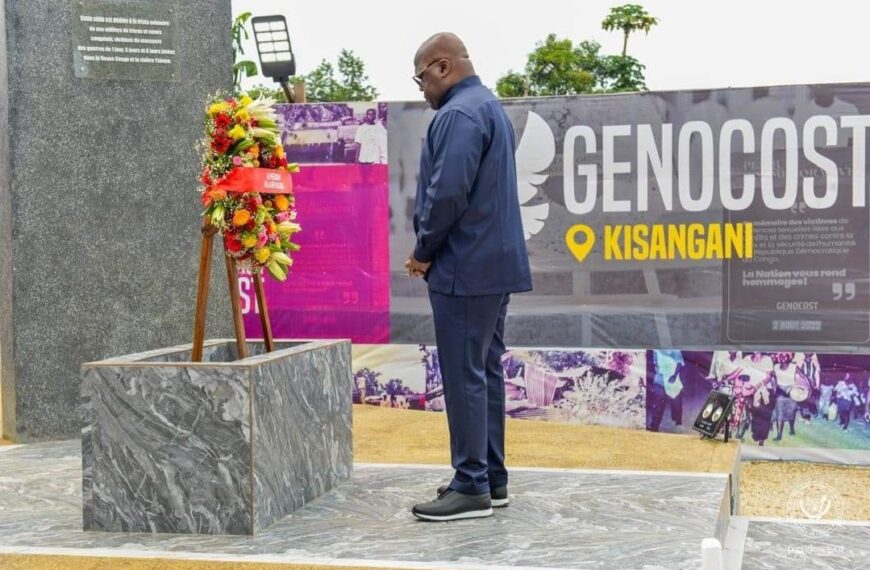 KISANGANI : FÉLIX TSHISEKEDI REND HOMMAGE AUX VICTIMES DU GENOCOST ET LANCE L’INDEMNISATION DES SURVIVANTS.